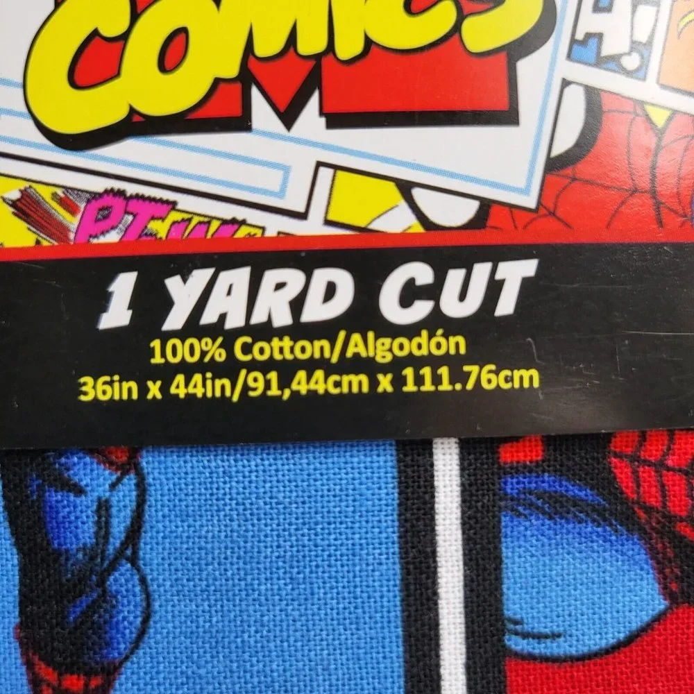 Marvel Comic Book Print Spiderman Cut Fabric 1 Yard 100% Cotton 36" X 44" Heroes - Picture 10 of 14